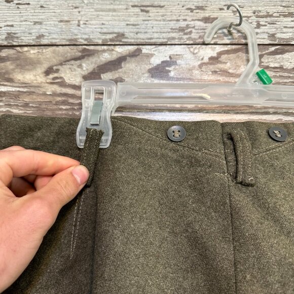 Vintage WWII 40s Wool Military Army Green Cargo Pants w/ Leather Ankle Straps - Picture 6 of 9